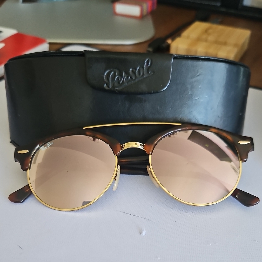 Ray Ban Double Bridge Clubround Tortoise Shell Copper Gradient Sunglasses